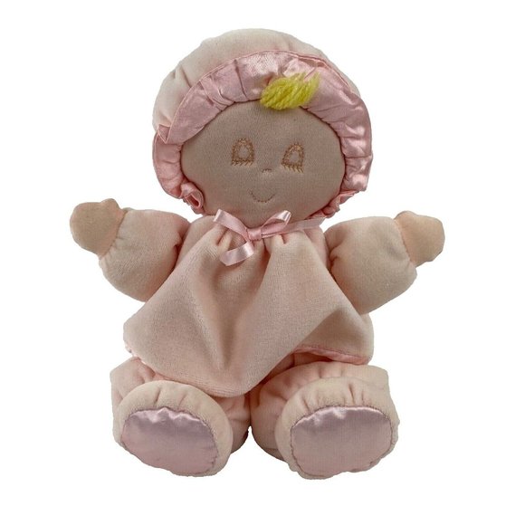Eden Blonde Hair Sleeping Closed Eyes 10" Baby Doll Soft Pink Plush Vintage - Picture 1 of 8
